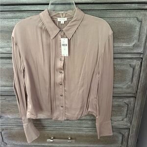 Silk Blouse in Taupe by Pilcro